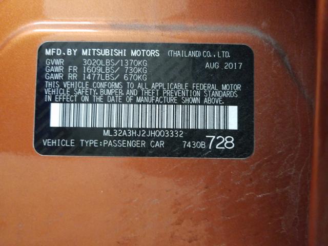 2018 MITSUBISHI MIRAGE ES ML32A3HJ2JH003332