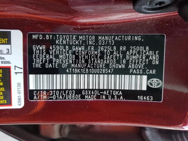 2013 TOYOTA AVALON BAS 4T1BK1EB1DU028547