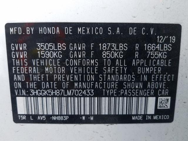 2020 HONDA FIT EX 3HGGK5H87LM702433
