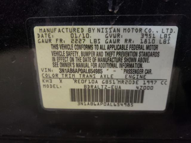 2010 NISSAN SENTRA 3N1AB6AP0AL654985