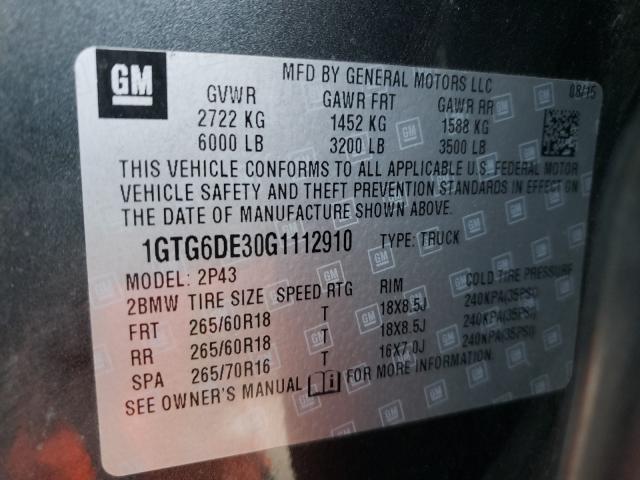 2016 GMC CANYON SLT 1GTG6DE30G1112910