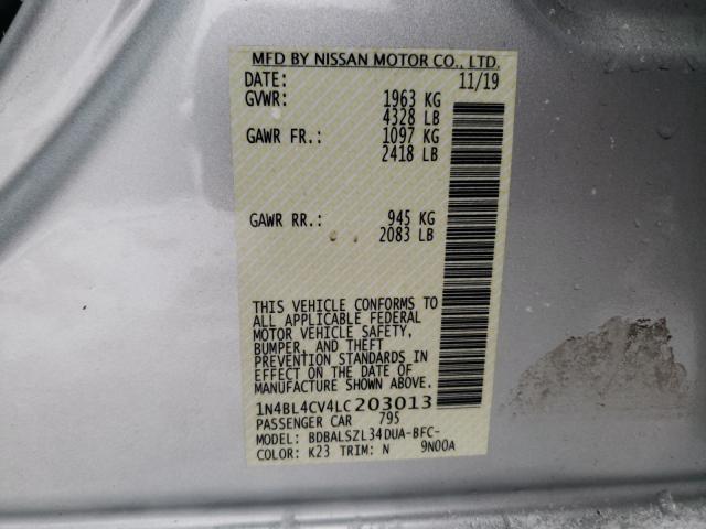 2020 NISSAN ALTIMA SR 1N4BL4CV4LC203013