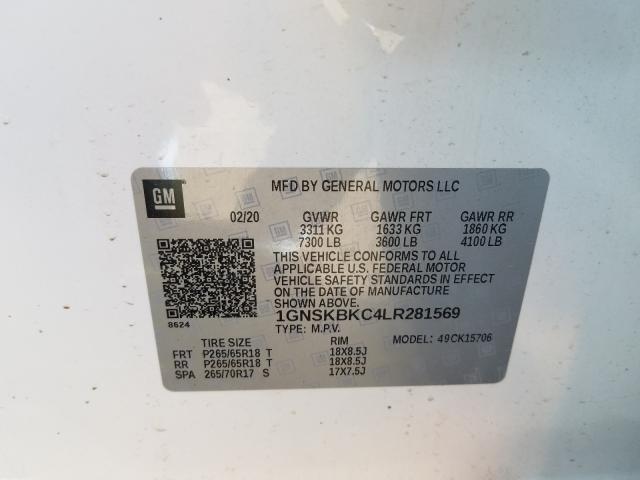2020 CHEVROLET TAHOE K150 1GNSKBKC4LR281569
