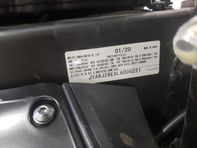 2020 YAMAHA YZFR6 JYARJ28E8LA006221