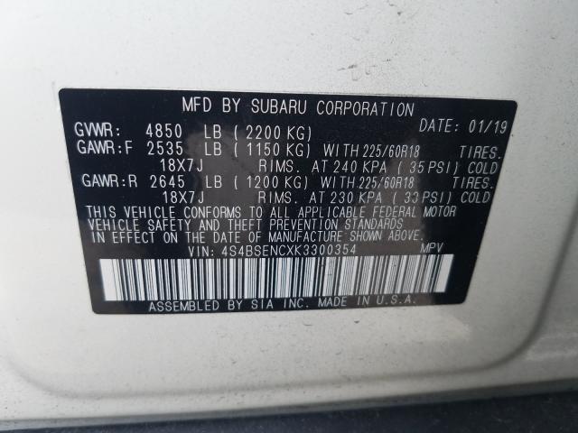 2019 SUBARU OUTBACK 3. 4S4BSENCXK3300354