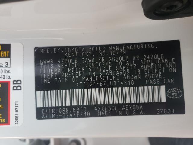 2020 TOYOTA AVALON XSE 4T1E21FB7LU014310