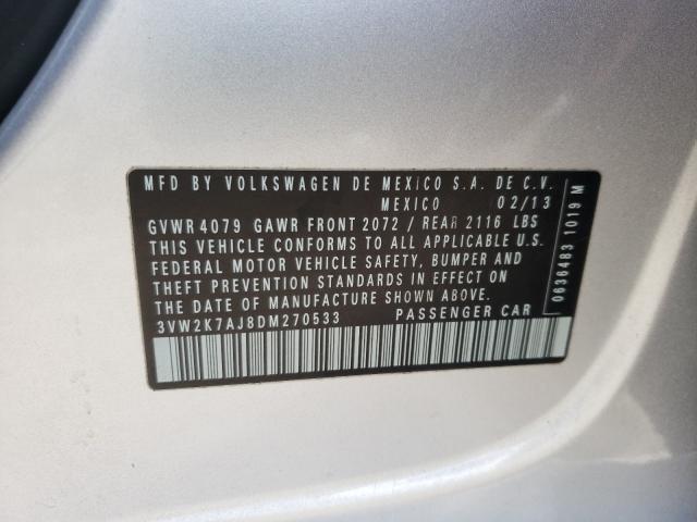 2013 VOLKSWAGEN JETTA BASE 3VW2K7AJ8DM270533