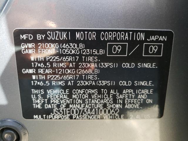2010 SUZUKI GRAND VITA JS3TE0D73A4100062