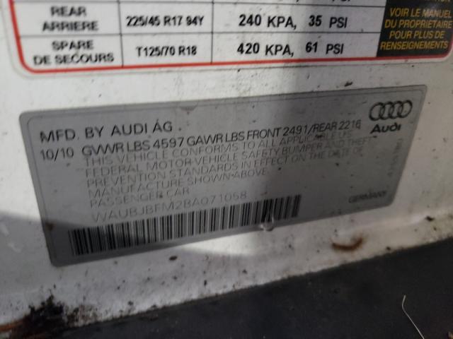 2011 AUDI A3 PREMIUM WAUBJBFM2BA071058