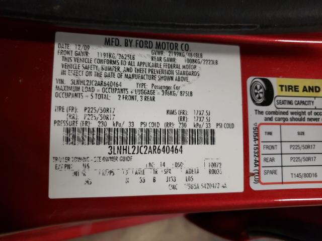 2010 LINCOLN MKZ 3LNHL2JC2AR640464