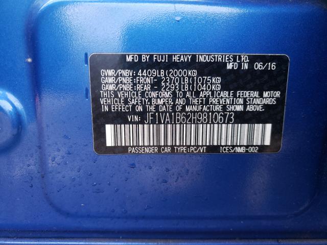 2017 SUBARU WRX JF1VA1B62H9810673