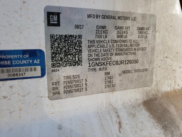 2018 CHEVROLET TAHOE SPEC 1GNSKFEC0JR126050