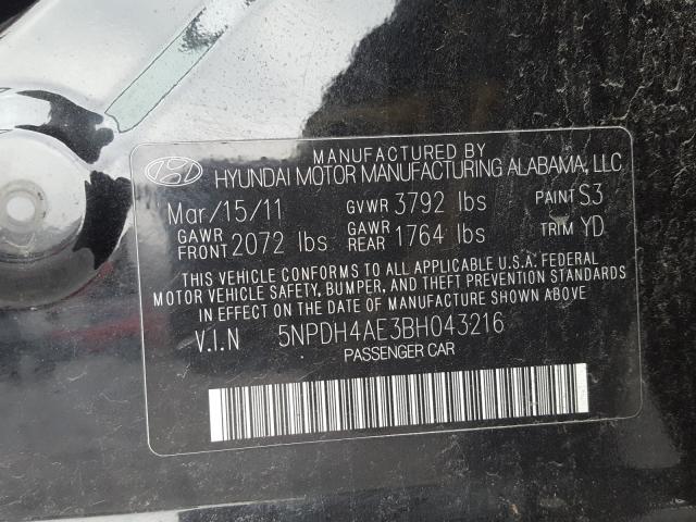 2011 HYUNDAI ELANTRA GL 5NPDH4AE3BH043216