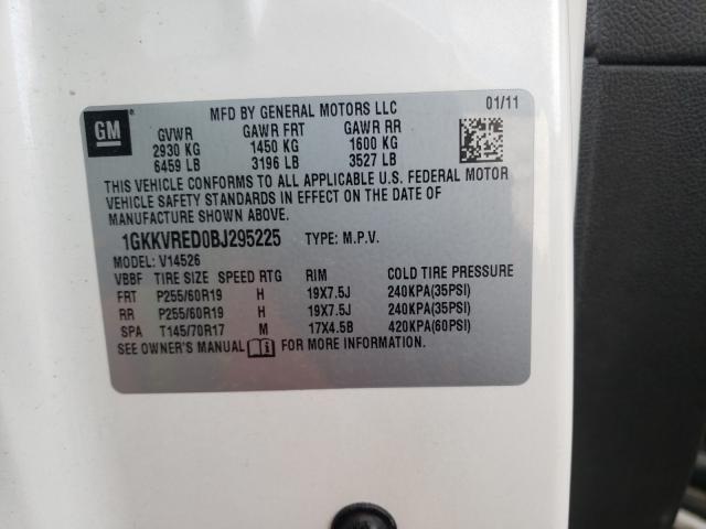 2011 GMC ACADIA SLT 1GKKVRED0BJ295225