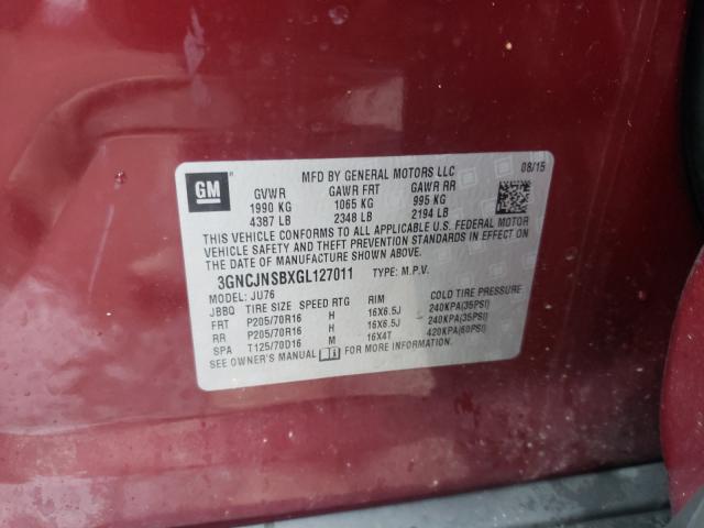 2016 CHEVROLET TRAX LS 3GNCJNSBXGL127011