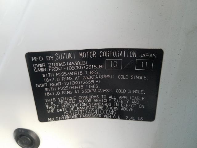 2012 SUZUKI GRAND VITA JS3TE0D74C4100249