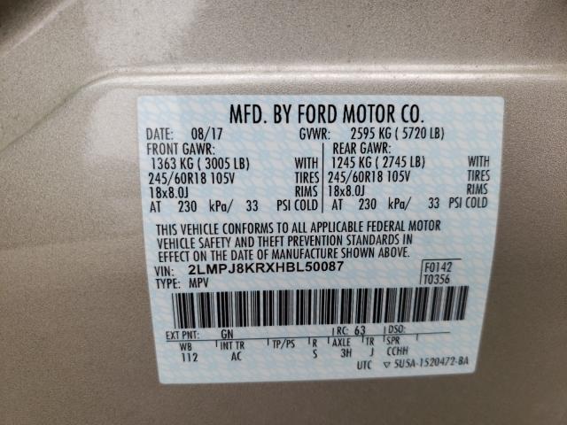 2017 LINCOLN MKX SELECT 2LMPJ8KRXHBL50087