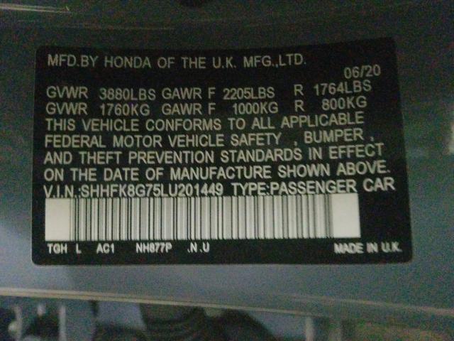 2020 HONDA CIVIC TYPE SHHFK8G75LU201449