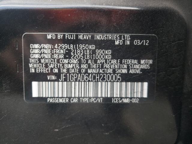 2012 SUBARU IMPREZA PR JF1GPAD64CH230005