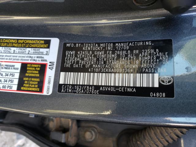 2010 TOYOTA CAMRY 4T1BF3EK6AU091364