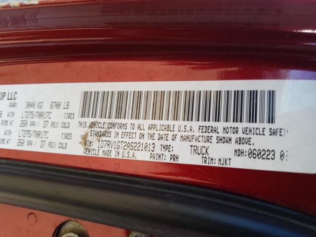 2010 DODGE RAM 1500 1D7RV1GT2AS221013