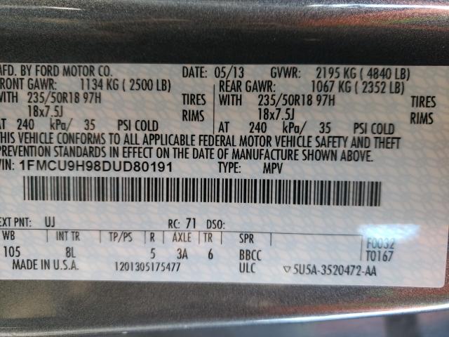 2013 FORD ESCAPE SEL 1FMCU9H98DUD80191