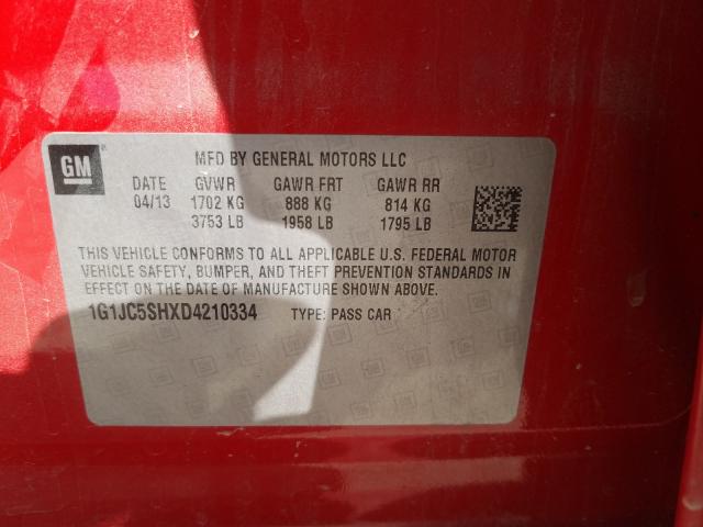 2013 CHEVROLET SONIC LT 1G1JC5SHXD4210334