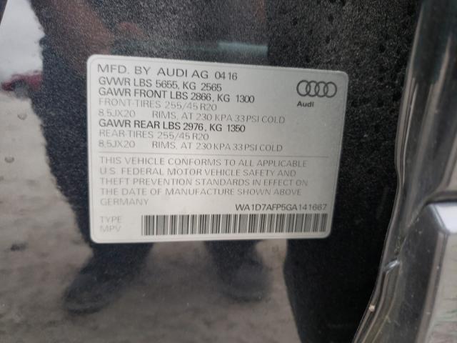 2016 AUDI Q5 PREMIUM WA1D7AFP5GA141667