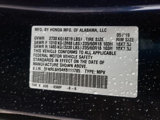 2019 HONDA ODYSSEY EX 5FNRL6H54KB111785
