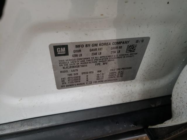 2016 BUICK ENCORE CON KL4CJBSBXGB716014
