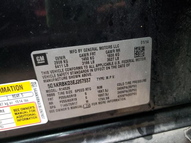 2014 BUICK ENCLAVE 5GAKRBKD3EJ267937