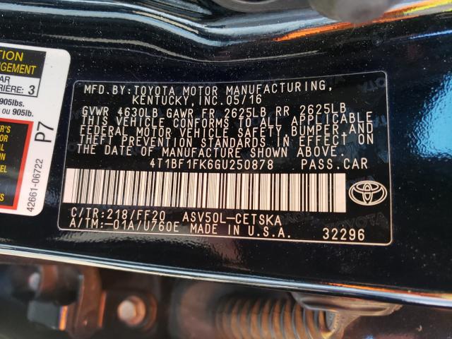 2016 TOYOTA CAMRY 4T1BF1FK6GU250878