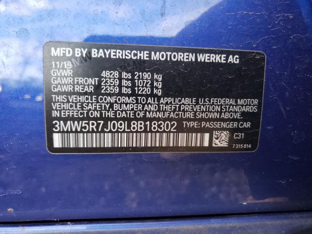 2020 BMW 330XI 3MW5R7J09L8B18302