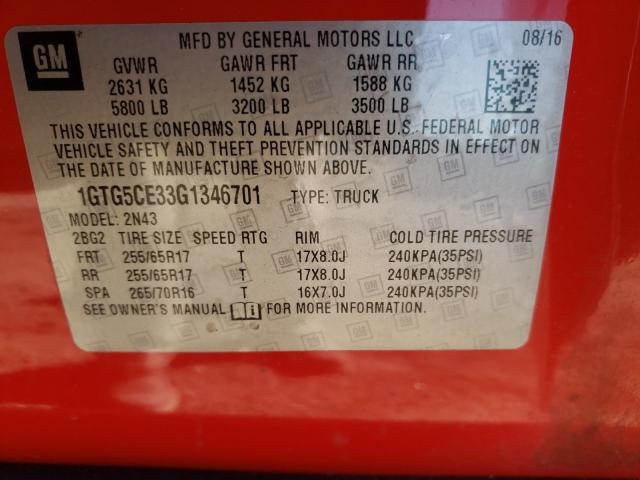 2016 GMC CANYON SLE 1GTG5CE33G1346701