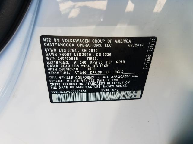 2019 VOLKSWAGEN ATLAS SE 1V2DR2CA0KC550760