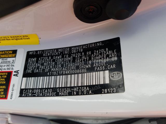 2019 TOYOTA AVALON XLE 4T1BZ1FB4KU008686