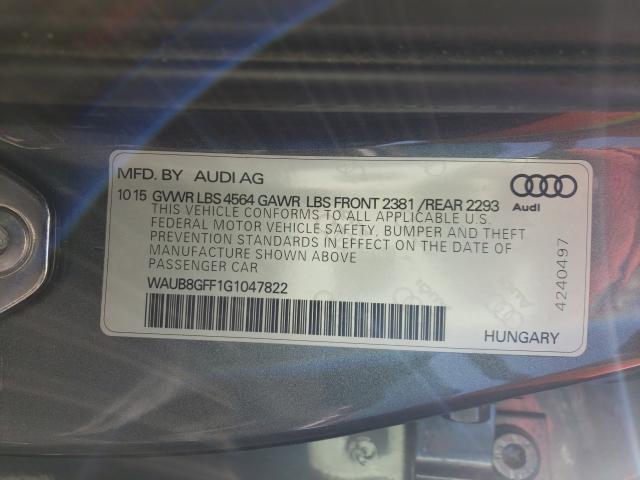 2016 AUDI A3 PREMIUM WAUB8GFF1G1047822