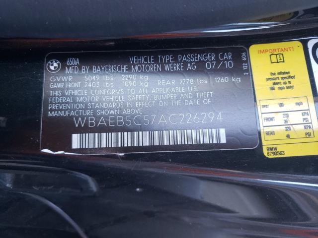 2010 BMW 650 I WBAEB5C57AC226294