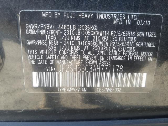 2010 SUBARU FORESTER X JF2SH6BC3AH771178
