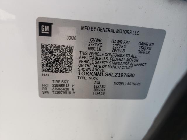 2020 GMC ACADIA SLT 1GKKNMLS6LZ197680