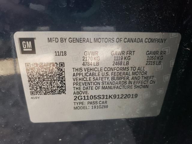 2019 CHEVROLET IMPALA PRE 2G1105S31K9122019