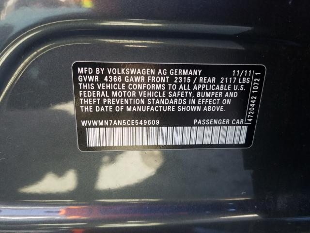 2012 VOLKSWAGEN CC SPORT WVWMN7AN5CE549609