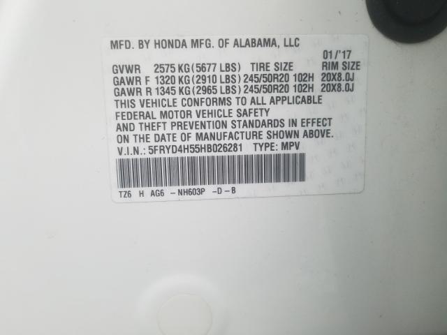 2017 ACURA MDX TECHNO 5FRYD4H55HB026281