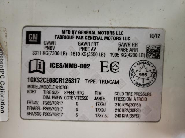 2012 GMC YUKON SLT 1GKS2CE08CR126317