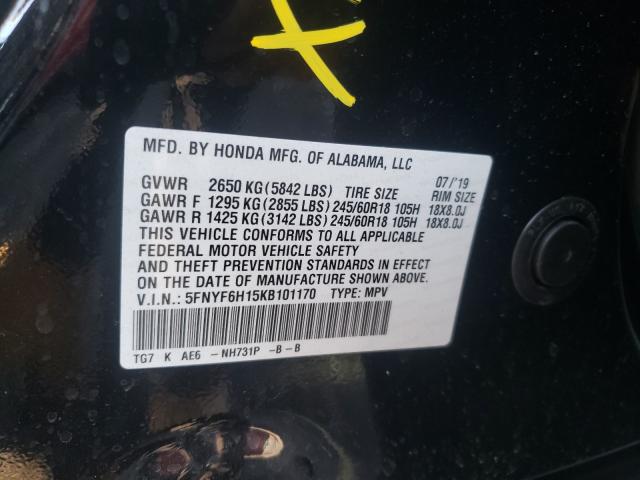 2019 HONDA PILOT LX 5FNYF6H15KB101170