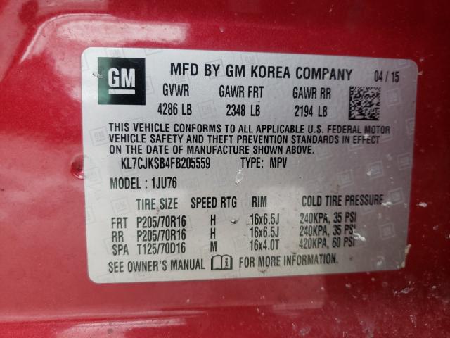 2015 CHEVROLET TRAX KL7CJKSB4FB205559