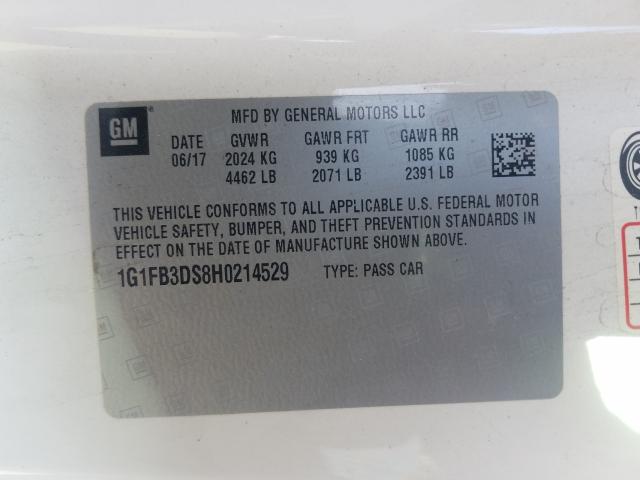 2017 CHEVROLET CAMARO LT - 1G1FB3DS8H0214529