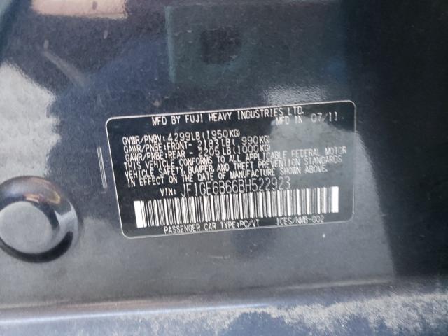 2011 SUBARU IMPREZA 2. - JF1GE6B66BH522923