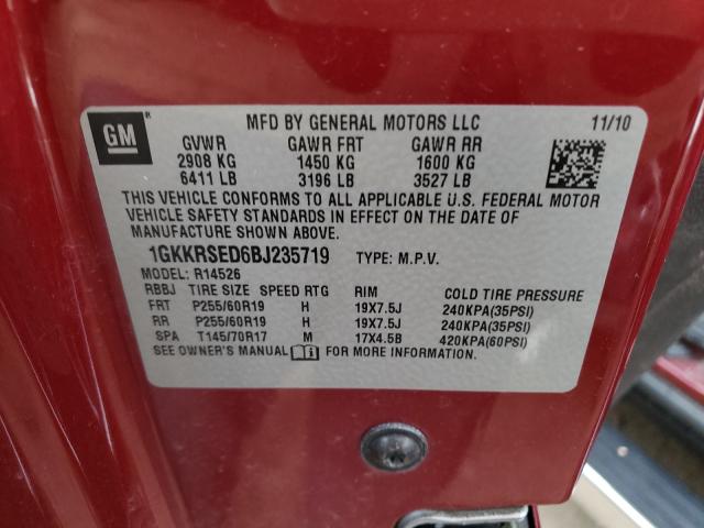 2011 GMC ACADIA SLT 1GKKRSED6BJ235719