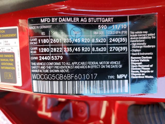 2011 MERCEDES-BENZ GLK 350 WDCGG5GB6BF601017